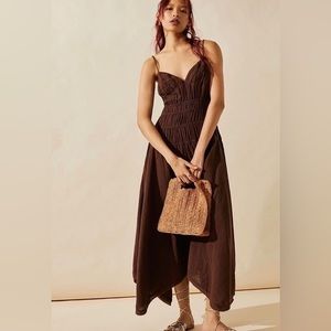 Free People Verona Brown Midi Dress
